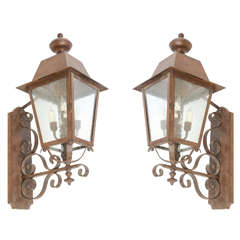 Vintage Pair of Bronze Carriage Lanterns