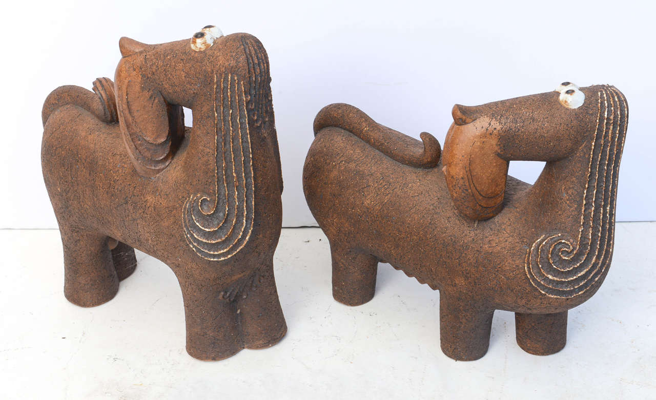 Adorable male and female pair of artisan made dogs. Male measures 19