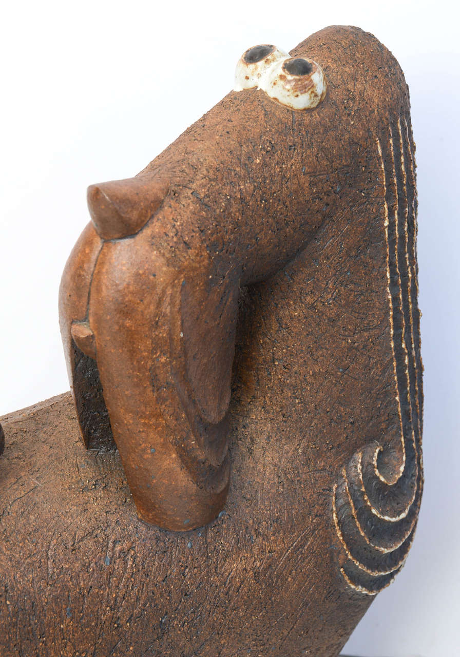  Set of Two Artisan Earthen Ware Daushound Sculptures  For Sale 1
