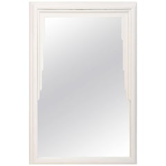 Dorothy Draper, Hollywood Regency, Art Deco Style Mirror in White Lacquer

