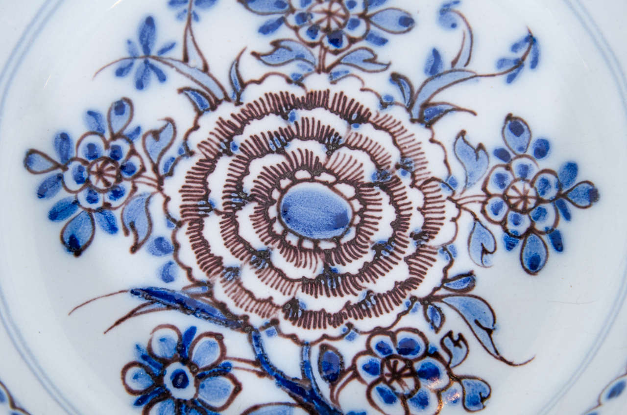 Pair of Delft Dishes Blue and White and Manganese