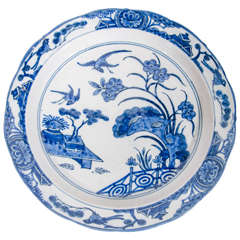 18th Century Dutch Delft Blue and White Charger with Birds in Flight