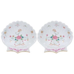 Pair of Small Chinese Famille Rose Porcelain Shell Dishes Made circa 1785