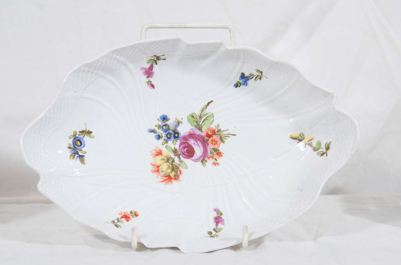 Rococo Antique Imperial Vienna Porcelain Dishes Painted with Flowers