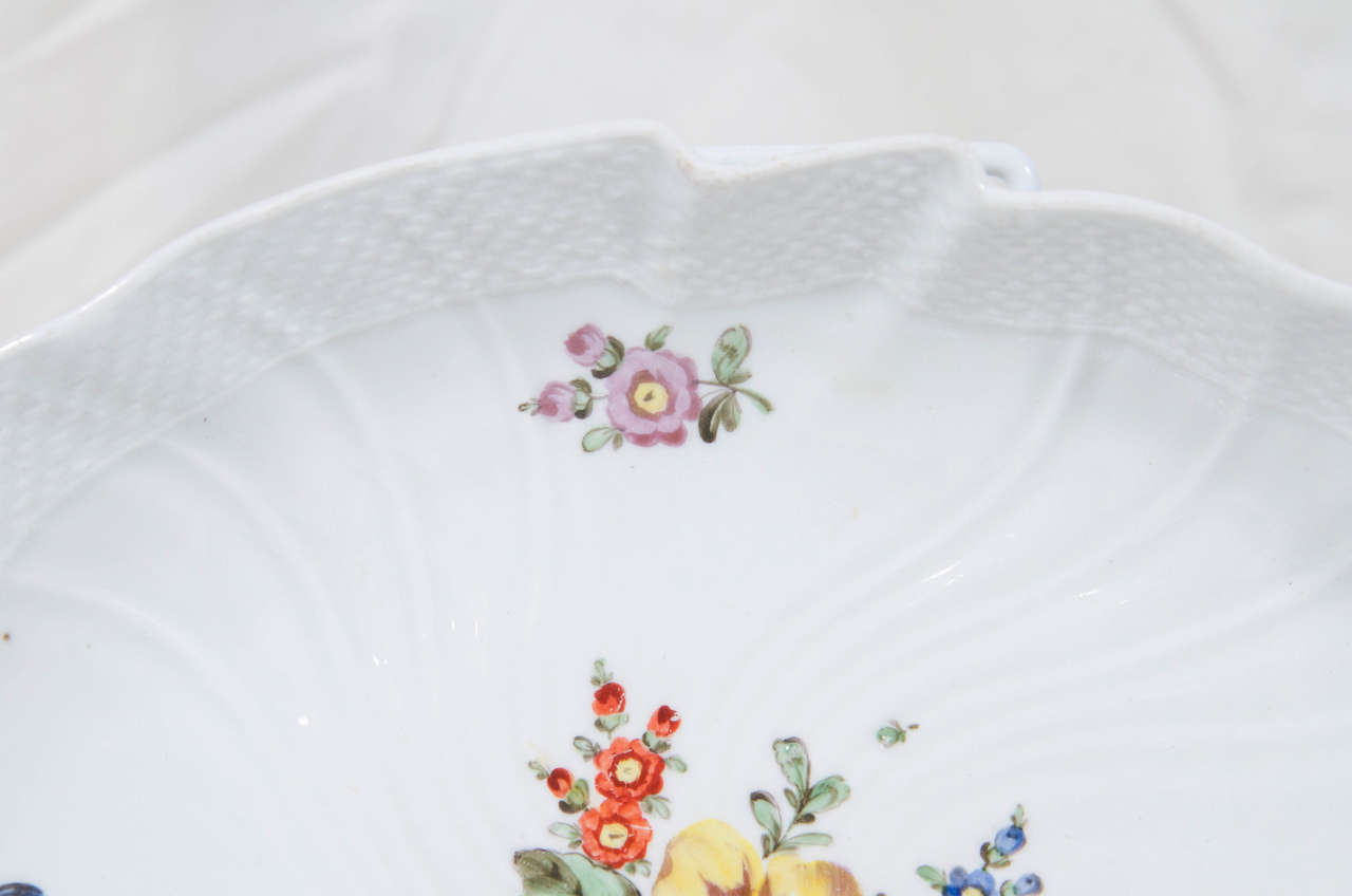 Antique Imperial Vienna Porcelain Dishes Painted with Flowers 1