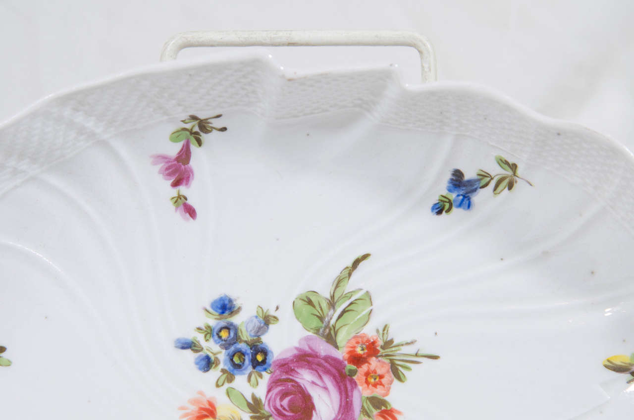 Late 18th Century Antique Imperial Vienna Porcelain Dishes Painted with Flowers