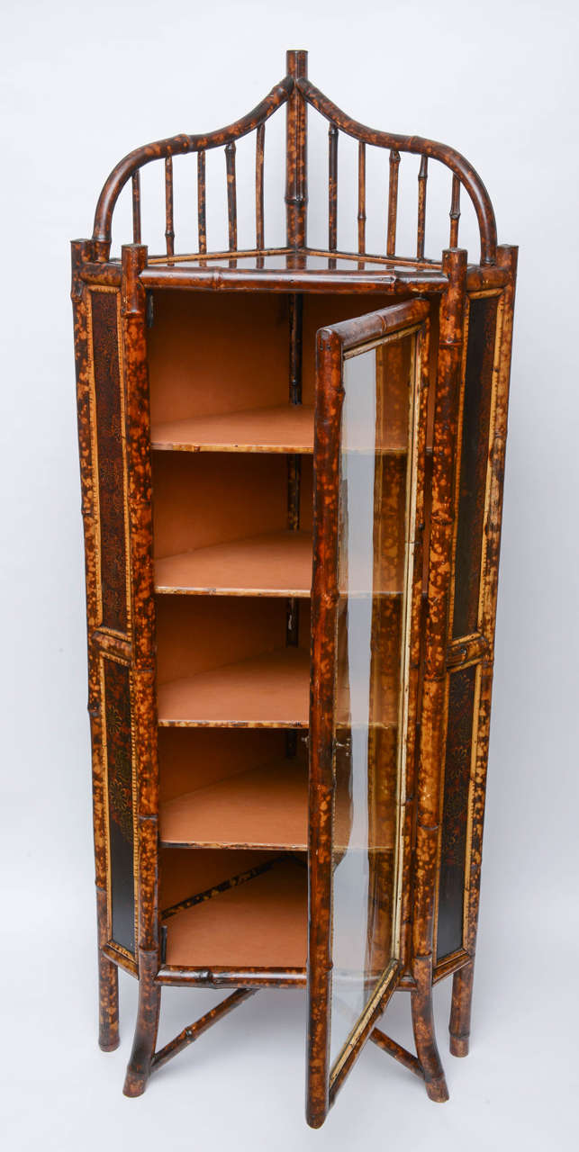 British Beautiful 19th Century English Bamboo Corner Cabinet