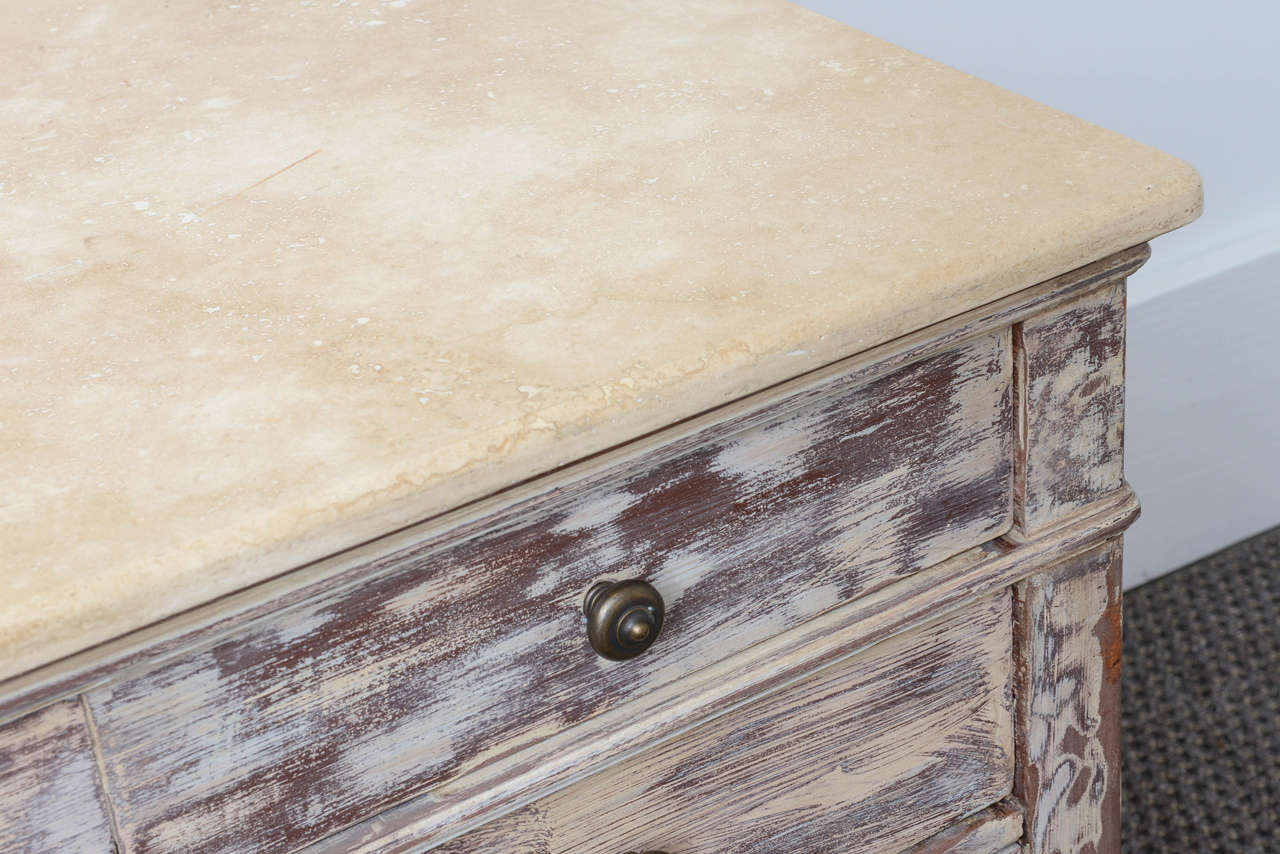 19th Century French Hand-Painted Marble-Top Chest of Drawers 1
