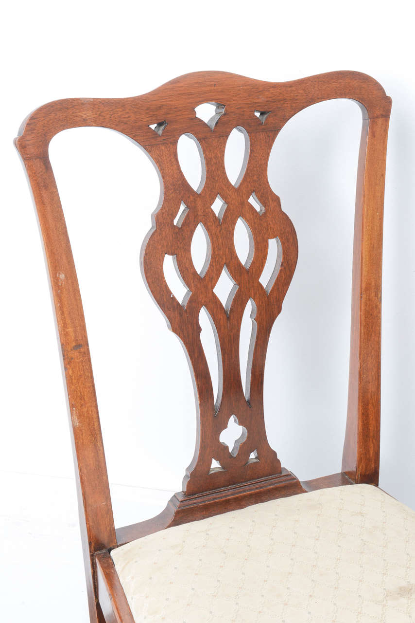 British Set of Six Mahogany English Chippendale Style Dining Chairs