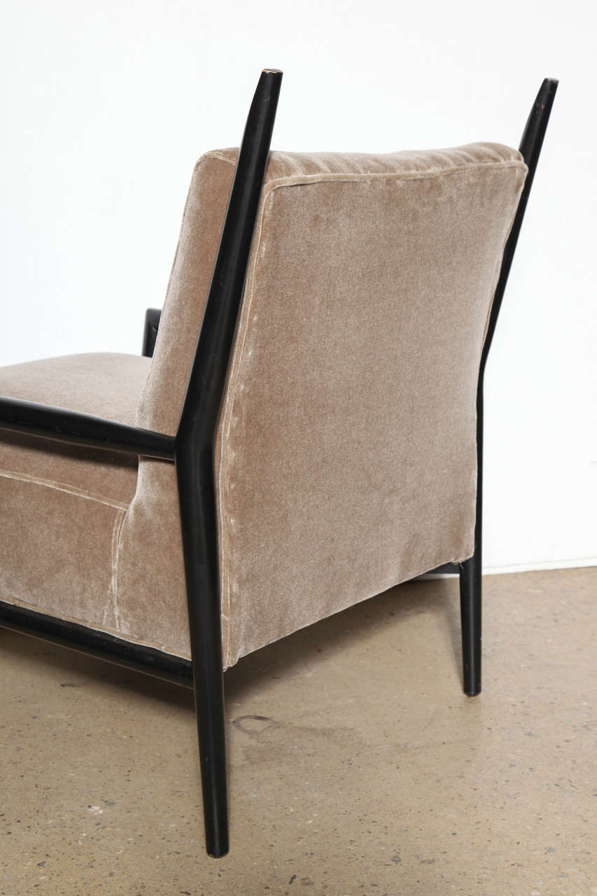 Mid-20th Century Paul McCobb 3082-E Planner Group Ebonized Lounge Chair in Taupe Mohair, 1950s