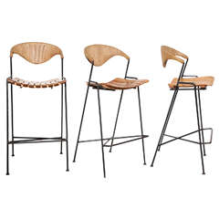 set of 3 Arthur Umanoff Bar Stools