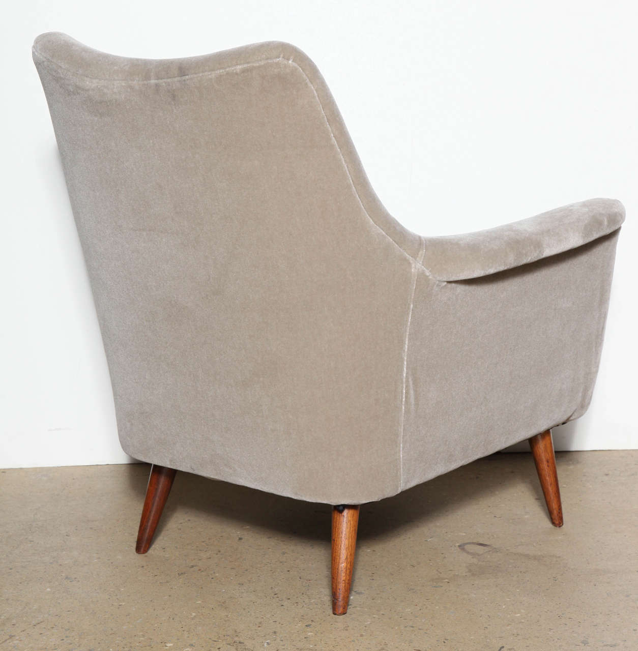 Fabric pair of elegant 1950s Club Chairs