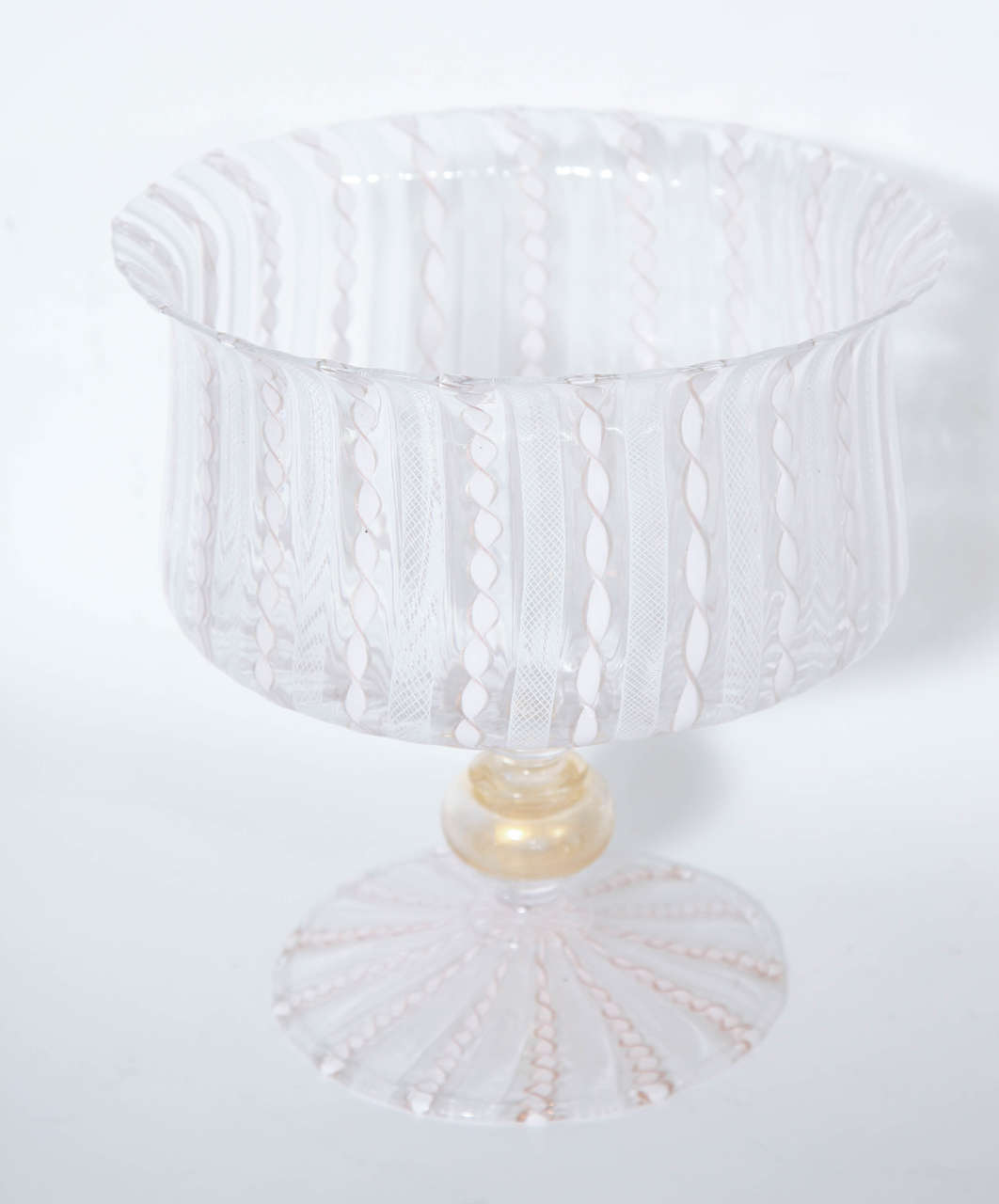 Venetian Glass Pedestal Bowl In Good Condition In New York, NY