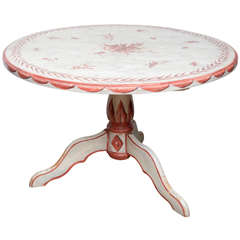 French Provincial Hand-Painted Tilt-Top Dining, Center, GameTable, 20th Century