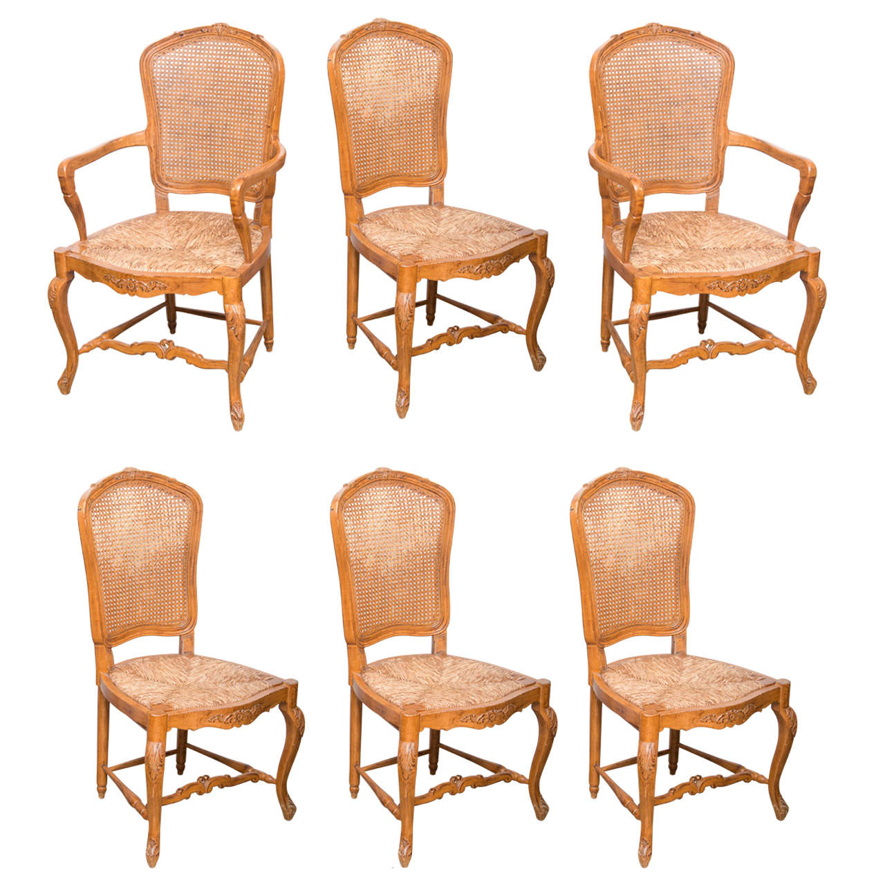 Set of Six French Provençal Chairs, 20th Century