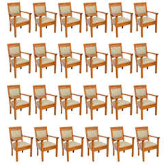 Antique Set of 24 Matching Arts & Crafts or Mission Armchairs, circa 1915