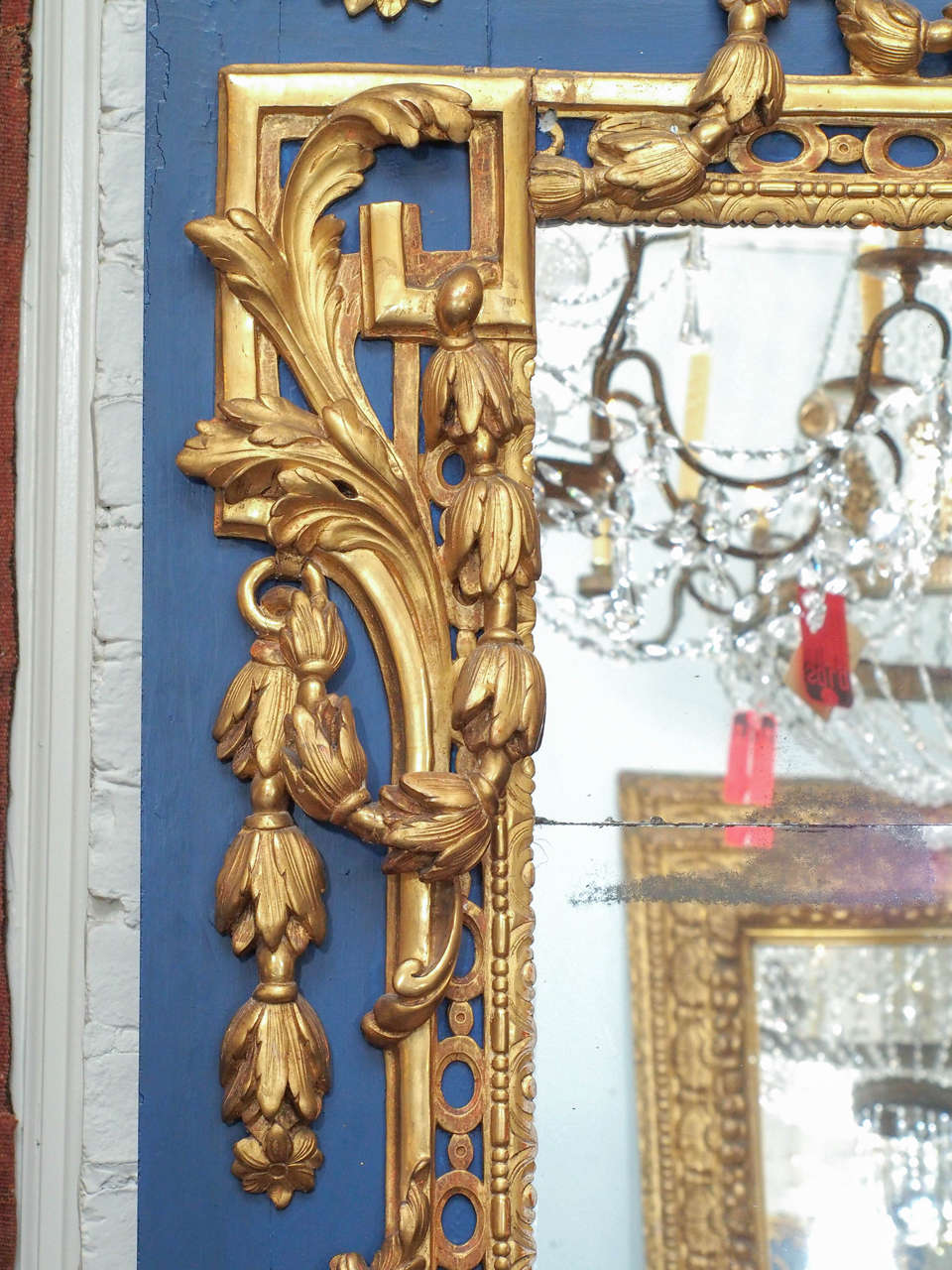 Louis XVI Giltwood and Painted Trumeau Mirror 3