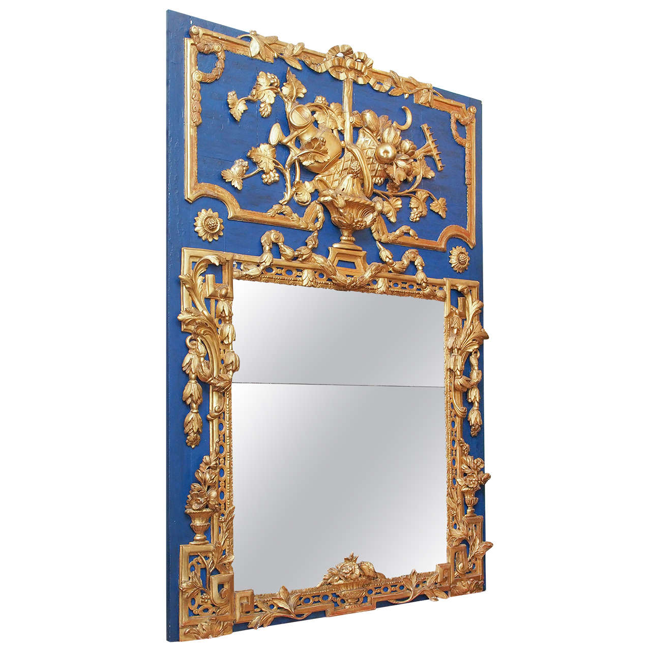 Louis XVI Giltwood and Painted Trumeau Mirror
