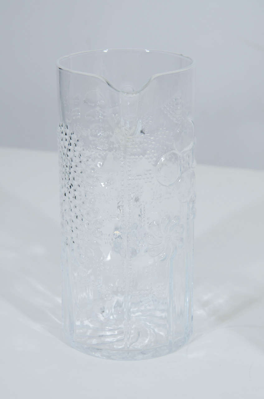 Finnish Crystal Pitcher and Glasses Set by Oiva Toikka for Iittala