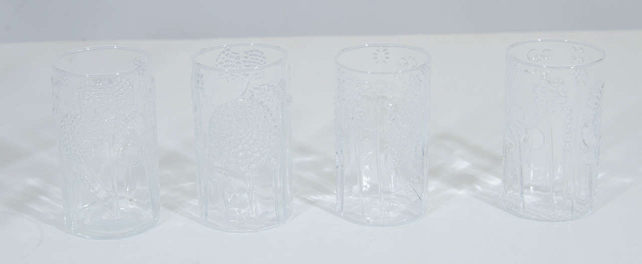 Mid-20th Century Crystal Pitcher and Glasses Set by Oiva Toikka for Iittala
