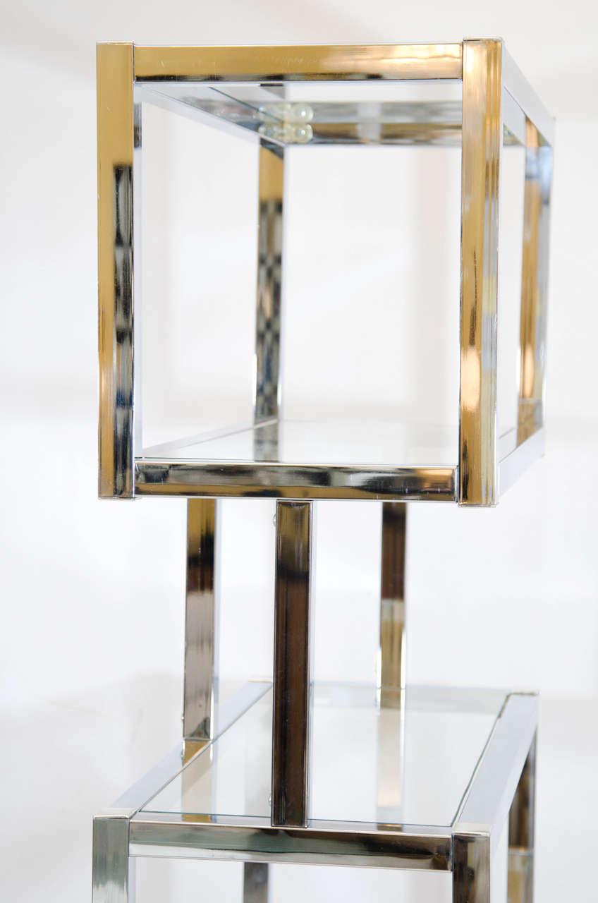 Late 20th Century Chrome Cubic Etagere