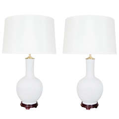 Pair of 20th Century Blanc De Chin Porcelain Globular Lamps