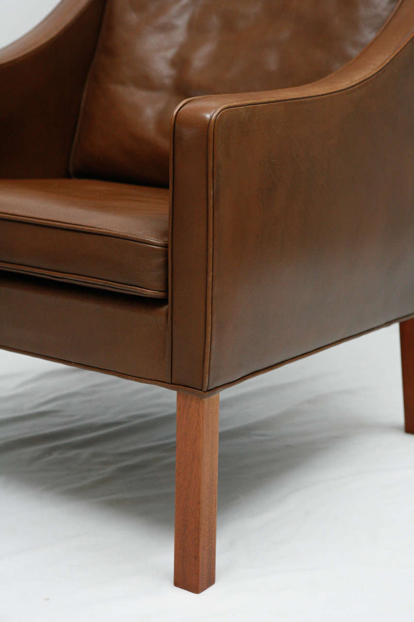 Borge Mogensen Leather Wingback Chair at 1stDibs