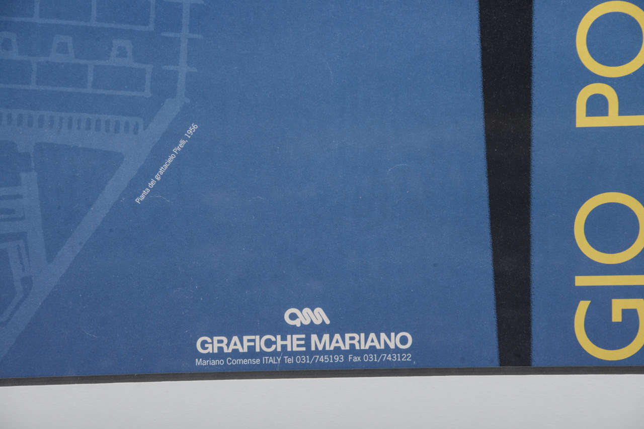 Glass Italian Grafiche Mariano 20th Century Poster of Gio Ponti Design For Sale