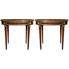 Pair of Mahogany Oval Side Tables by Jansen