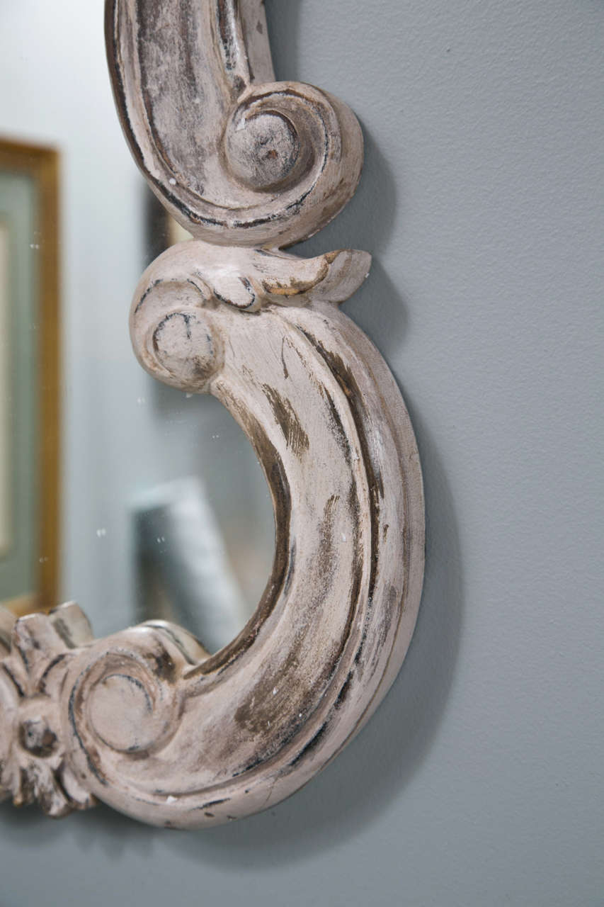 Pair of Rococo Style Distress Painted Mirrors In Good Condition In Stamford, CT