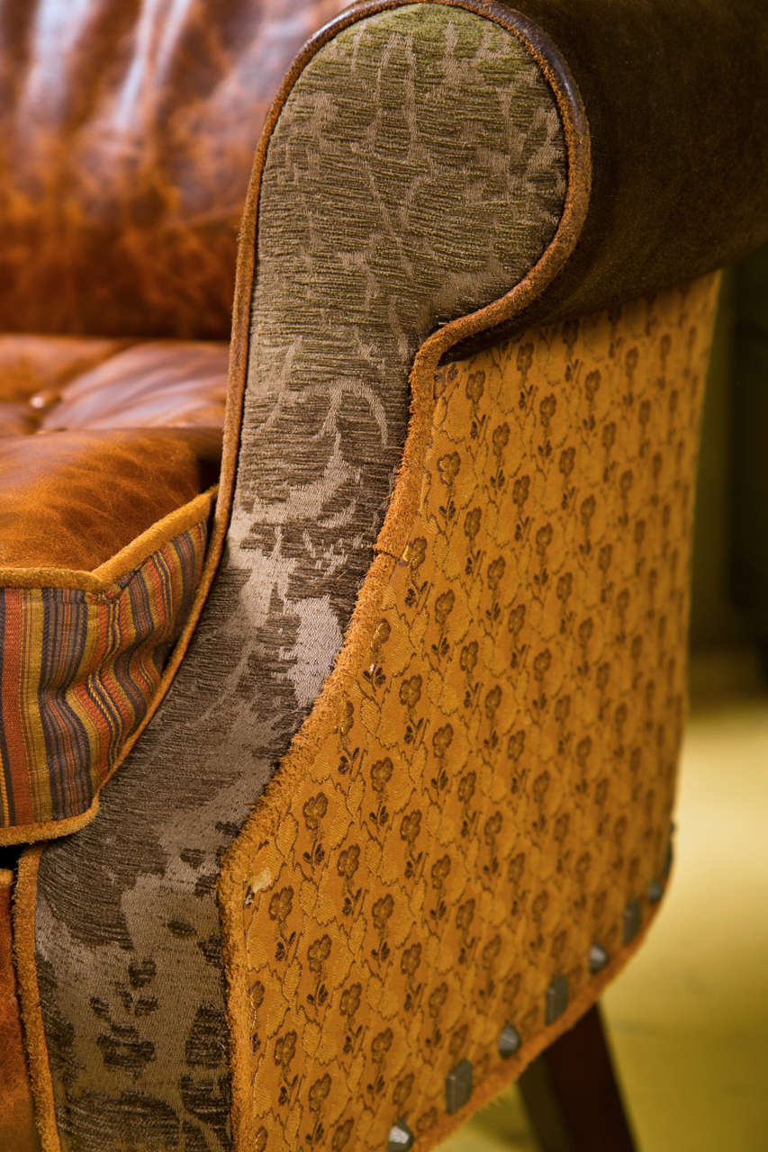 A Jeff Zimmerman Wingback Chair and Matching Ottoman In Good Condition In Manhasset, NY