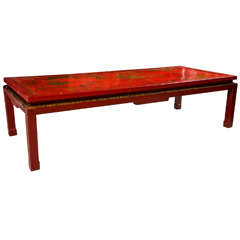 19th Century Chinoiserie Style Red Lacqurered Low Table
