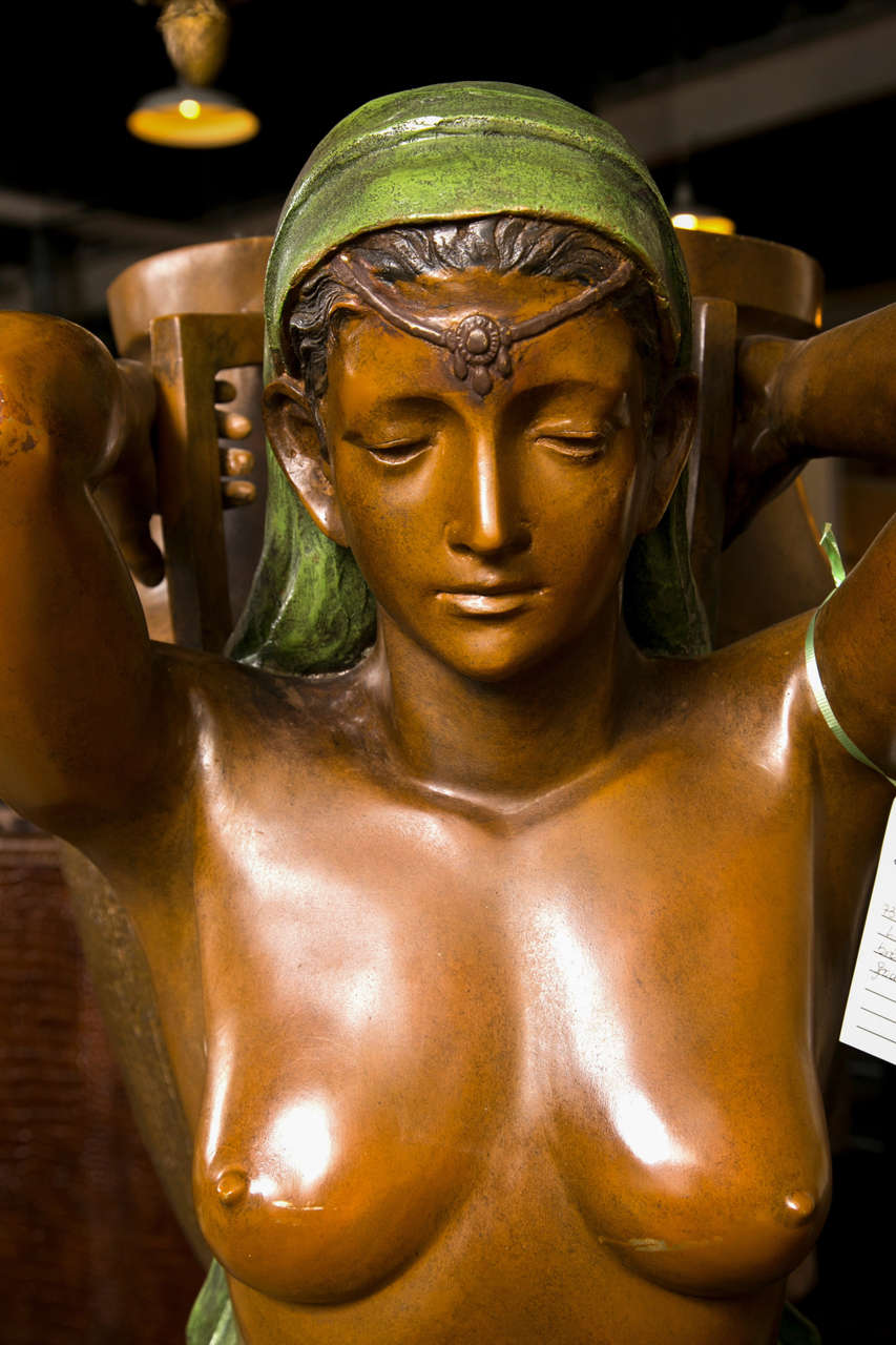 Life-Size Bronze Statue of Women and Jar