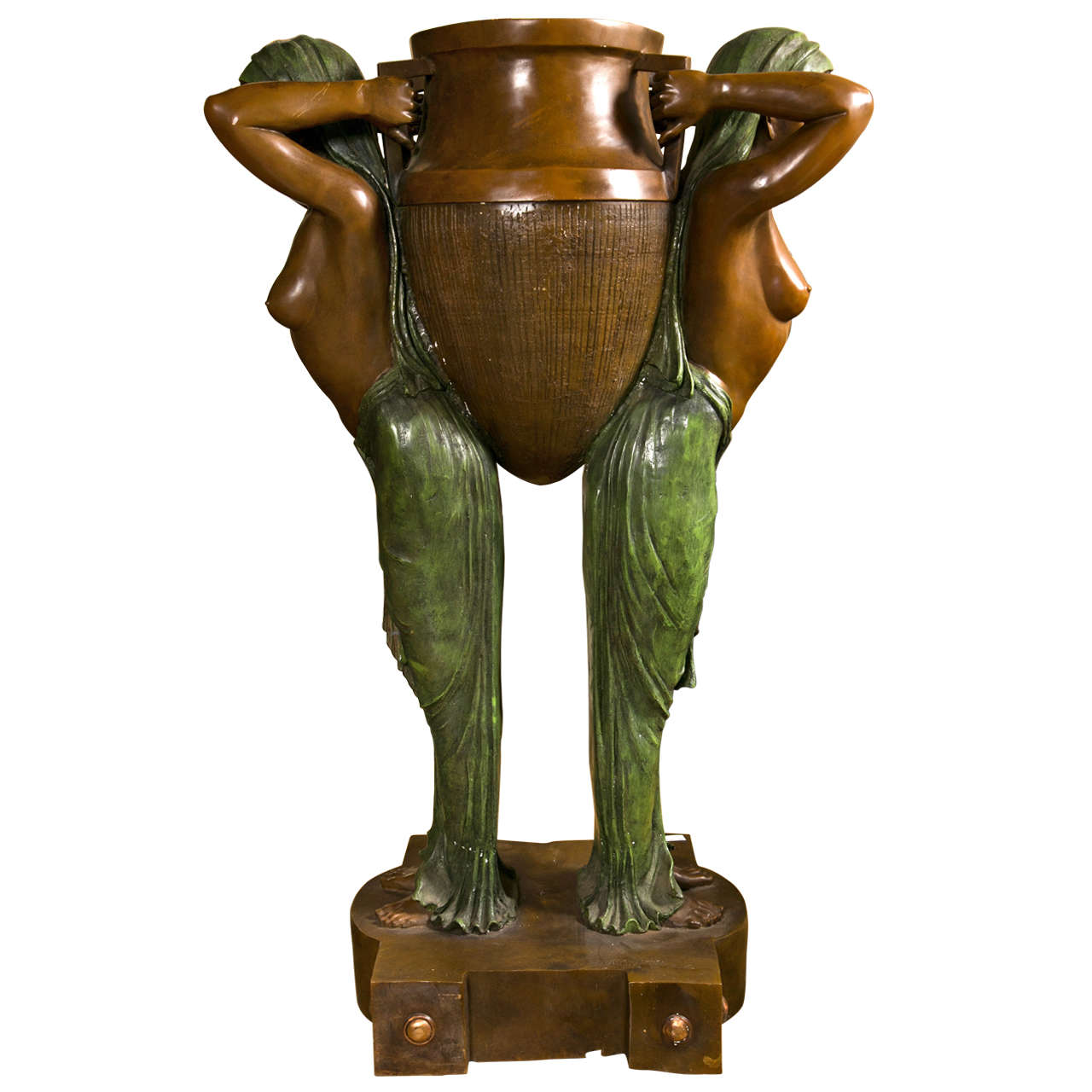 Life-Size Bronze Statue of Women and Jar