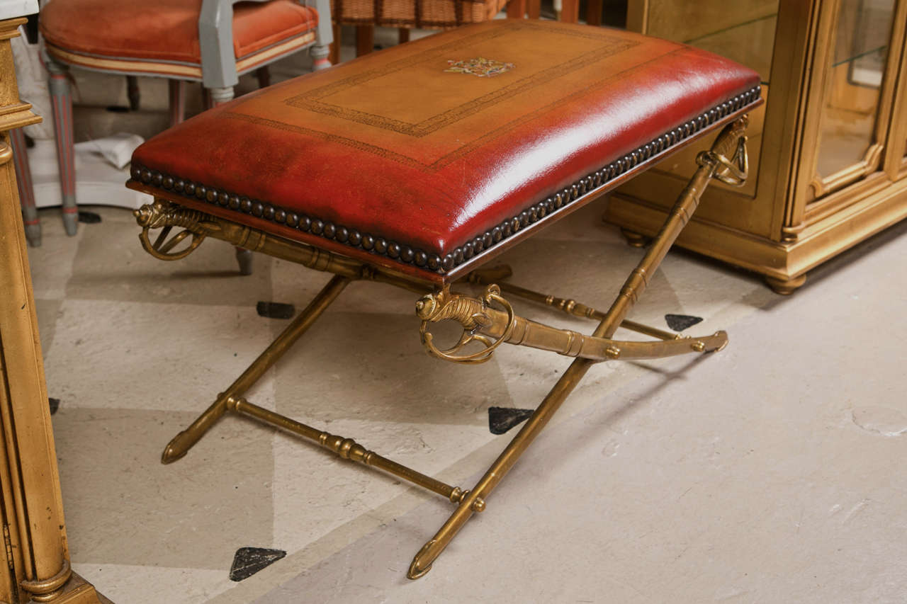 American Leather Bench by Theodore Alexander