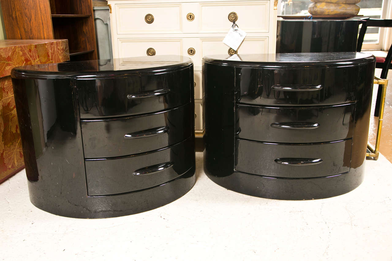Pair of Art Deco Style Demilune Chests 3