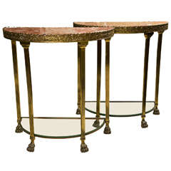 Vintage Pair of Neoclassical Style Demilune Consoles