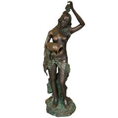 Life Size Bronze Goddess Holding an Urn