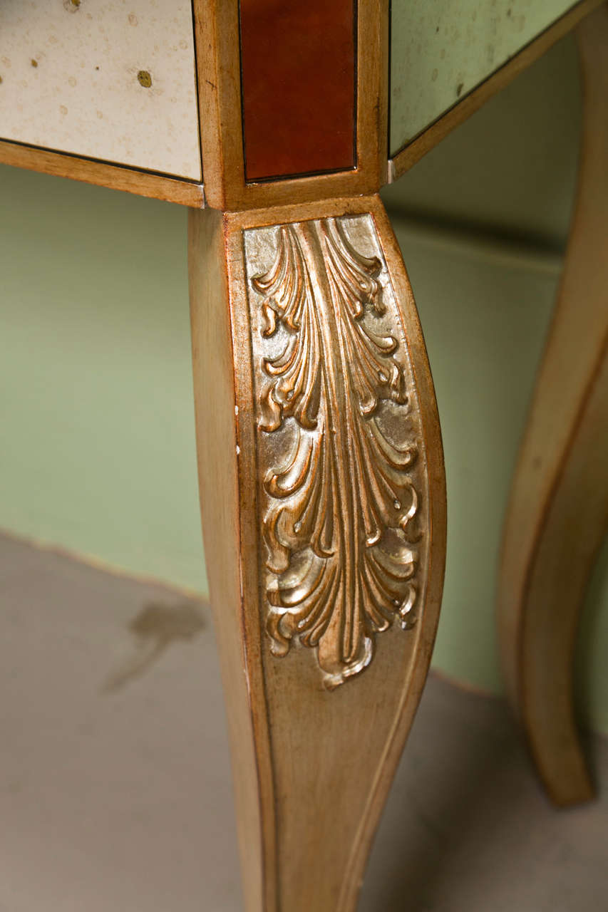 Hollywood-Regency-Stil-Spiegel-Konsolentisch mit vergoldetem Rahmen und einer Schublade (Hollywood Regency) im Angebot
