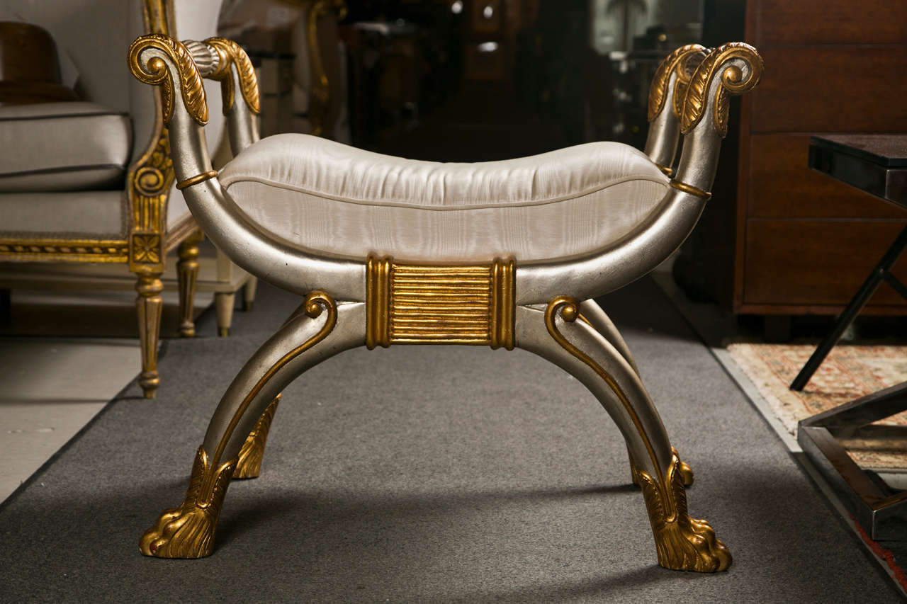 Vintage French Neoclassical Style Gilded Bench by Maitland Smith 2