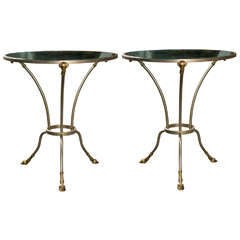 Pair of French Directoire Style Round Side Tables