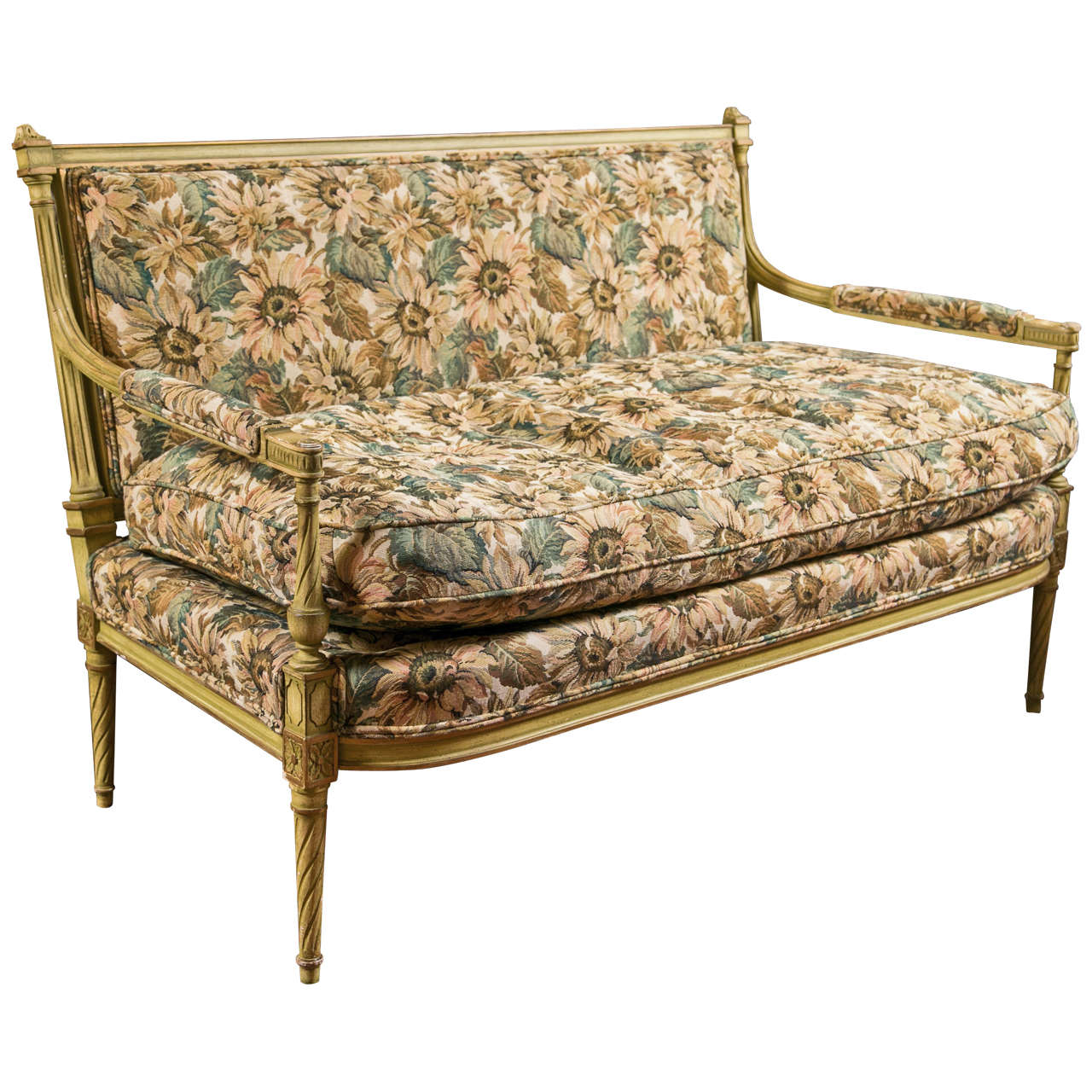 French Louis XVI Style Painted Settee by Jansen