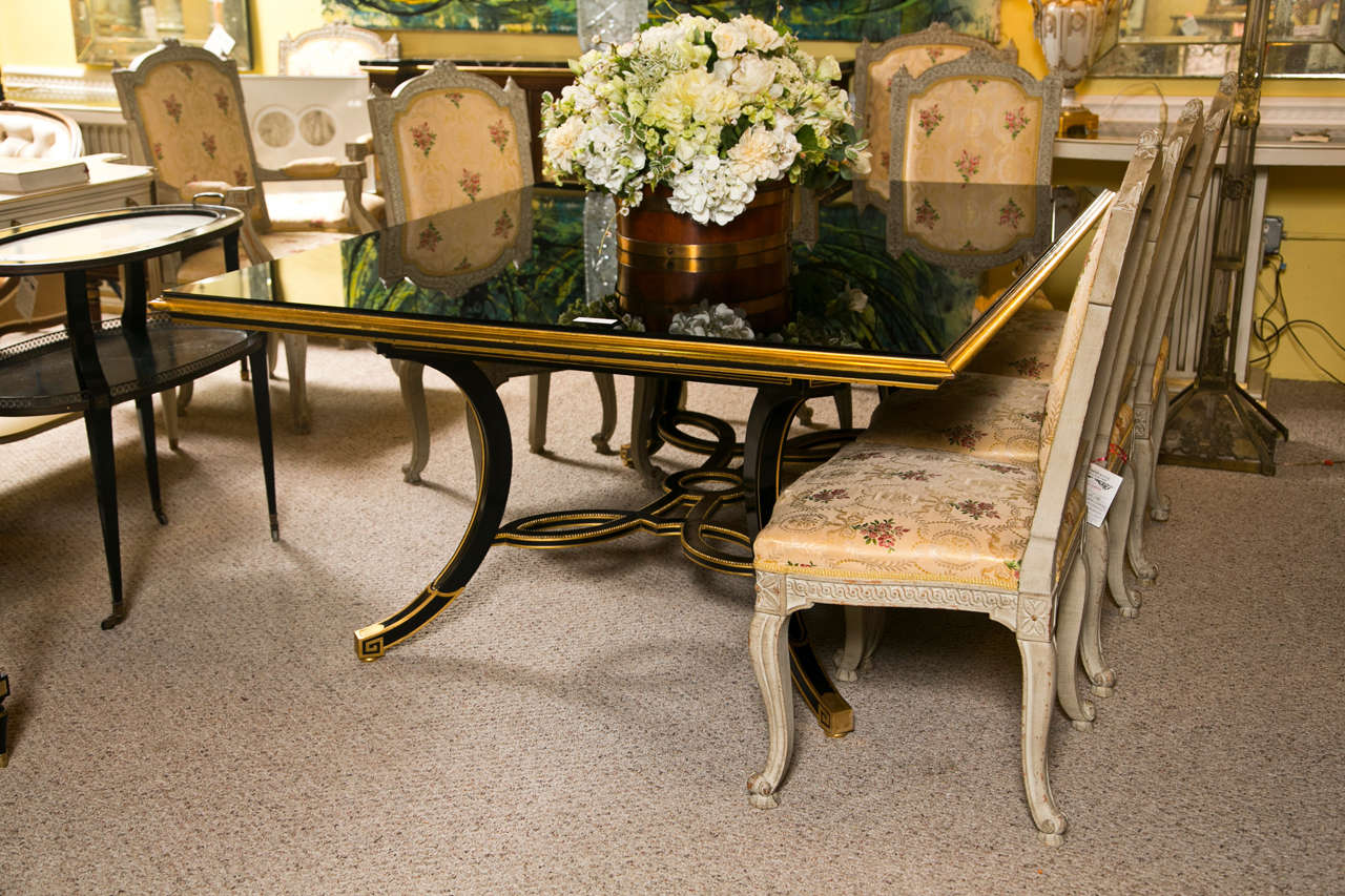 French Ebonized and Gilded Dining Table by Jansen