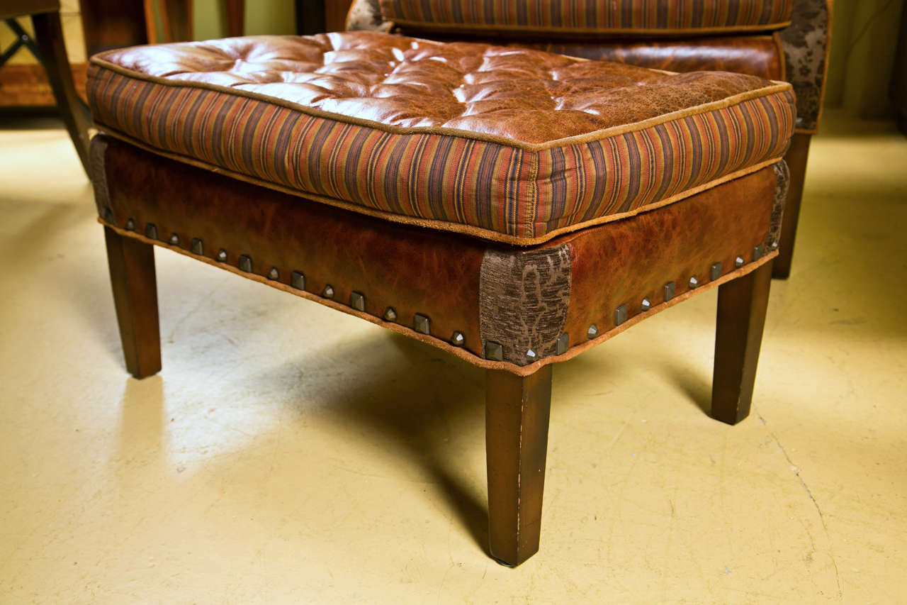 A Jeff Zimmerman Wingback Chair and Matching Ottoman at 1stDibs jeff