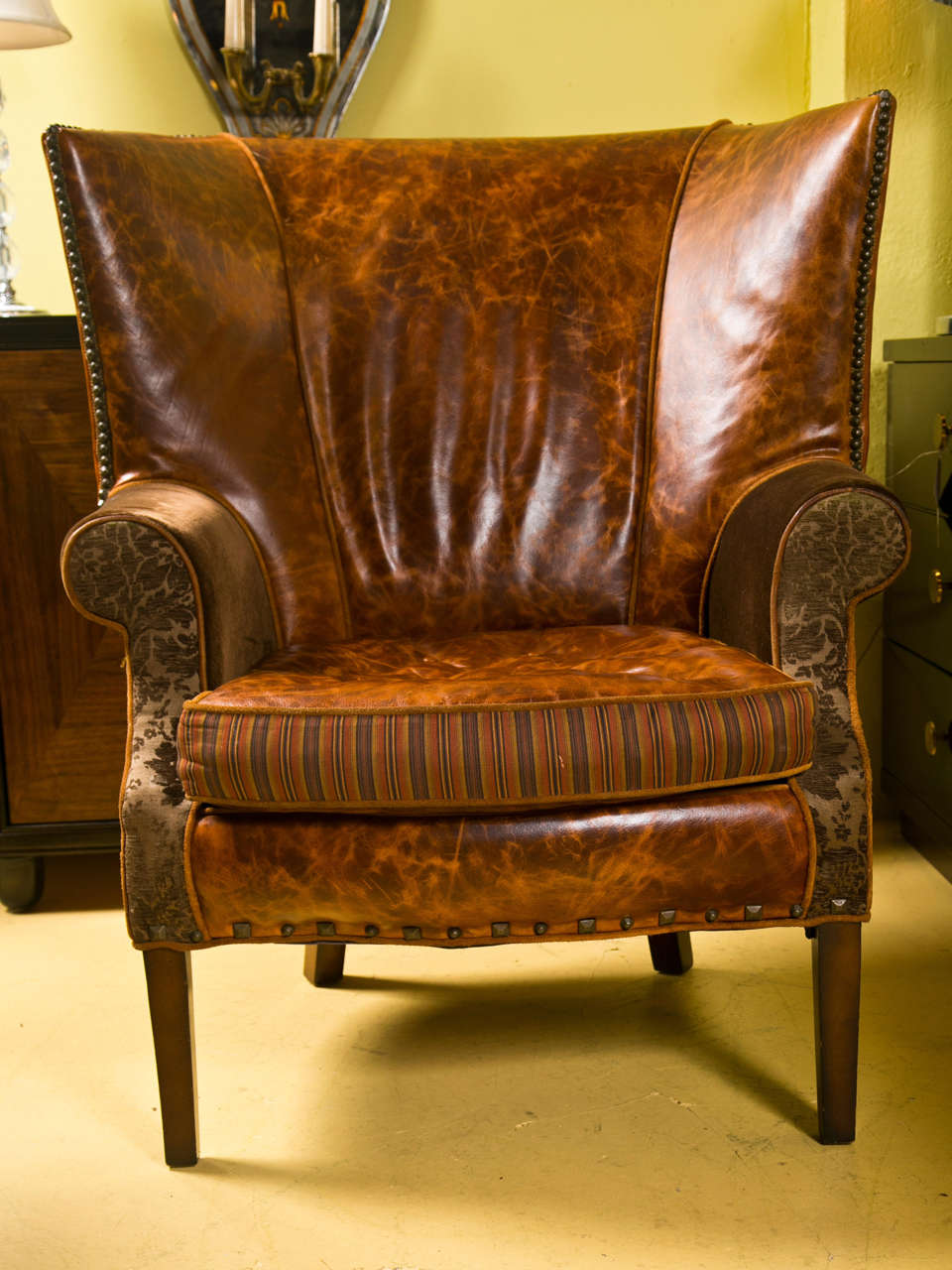 A Jeff Zimmerman Wingback Chair and Matching Ottoman at 1stDibs jeff