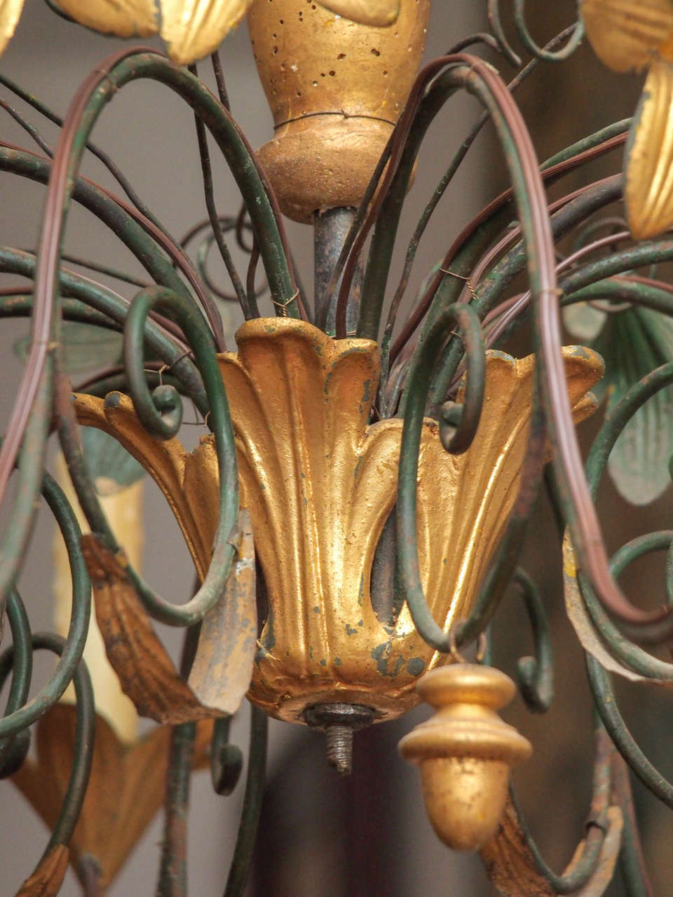 Charles X Gilt Tole Chandelier In Good Condition In New Orleans, LA