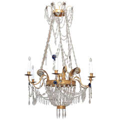 Early 19 Century Gilt Tole and Crystal Chandelier