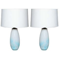 Pair of Champagne Murano Glass Table Lamps