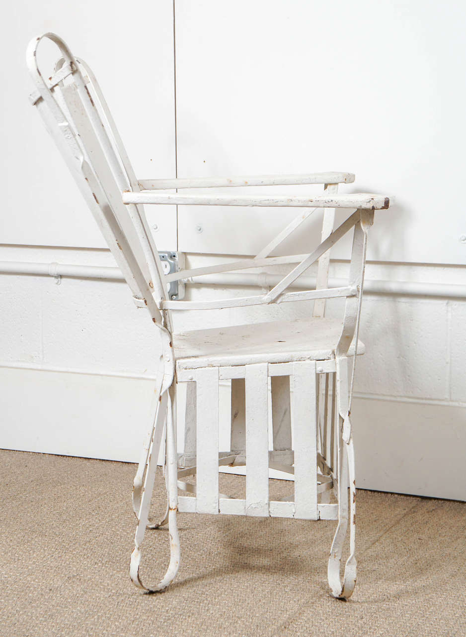 Mid-20th Century Pair of White Iron Outdoor Chairs