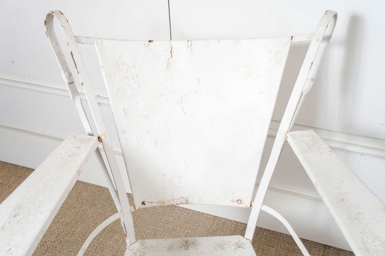 Pair of White Iron Outdoor Chairs 6